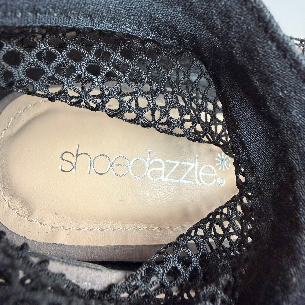 ShoeDazzle Aria Black Mesh Fishnet Pointed Toe Block Heel Pumps Womens‎ 7 Taupe - Picture 9 of 10